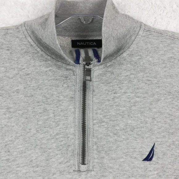 Nautica Mens Sweater 1/2 Zip Gray Heather Embroidered Logo M - Picture 3 of 12